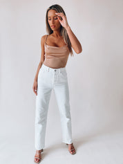 White High Rise Boyfriend Jeans