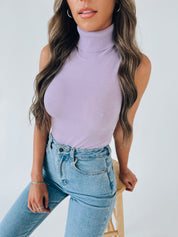 Lavender Sleeveless Turtleneck Bodysuit