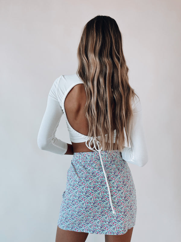 SALE :Estella Cut-Out Mini Floral Skirt