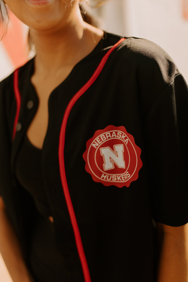 Husker Baseball Jersey In Black – Madida Clothing