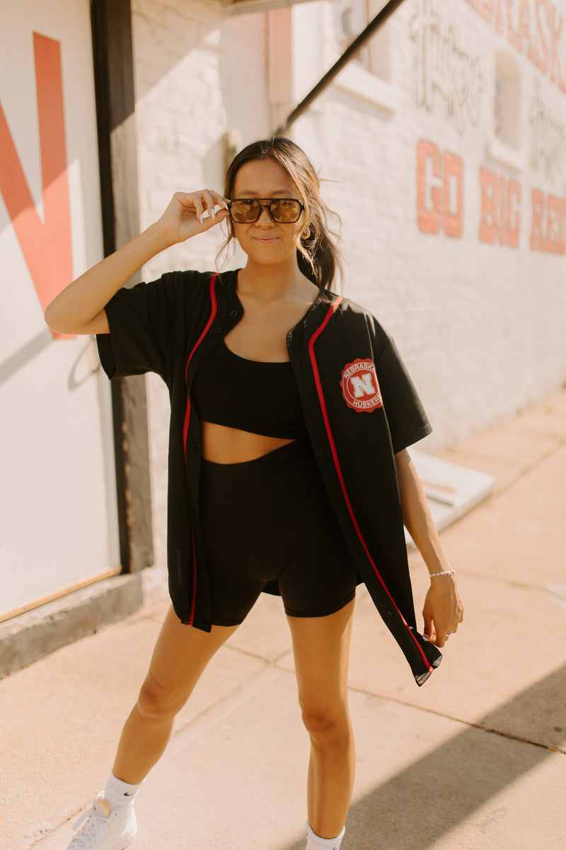 Husker Baseball Jersey In Black – Madida Clothing