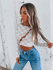 SALE :Checkered Long Sleeve Top