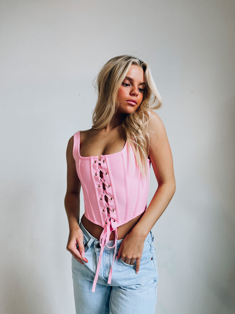 RESTOCKED :Laney Lace Up Corset Top