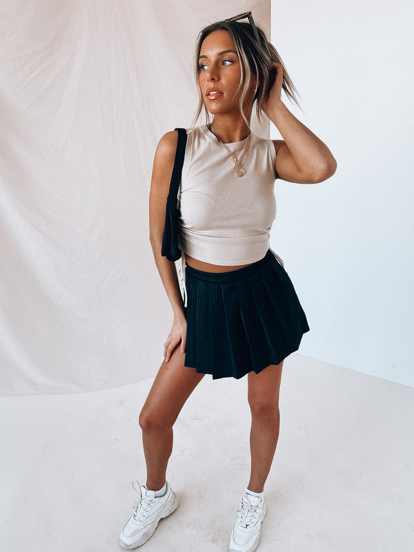 SALE: Charcoal Pleated Mini Skirt