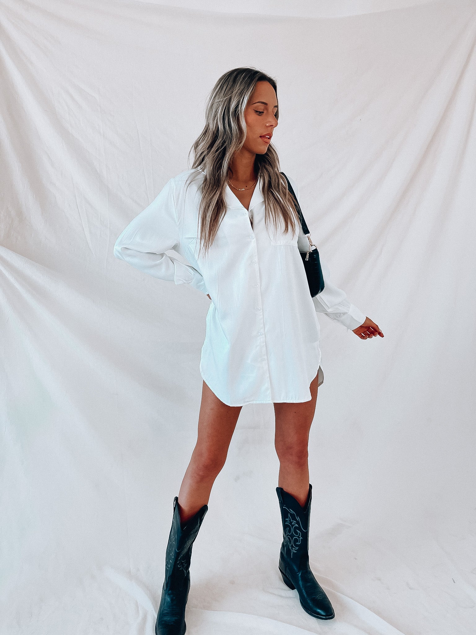 SALE :Ivory Tierra Silk Long Sleeve Dress