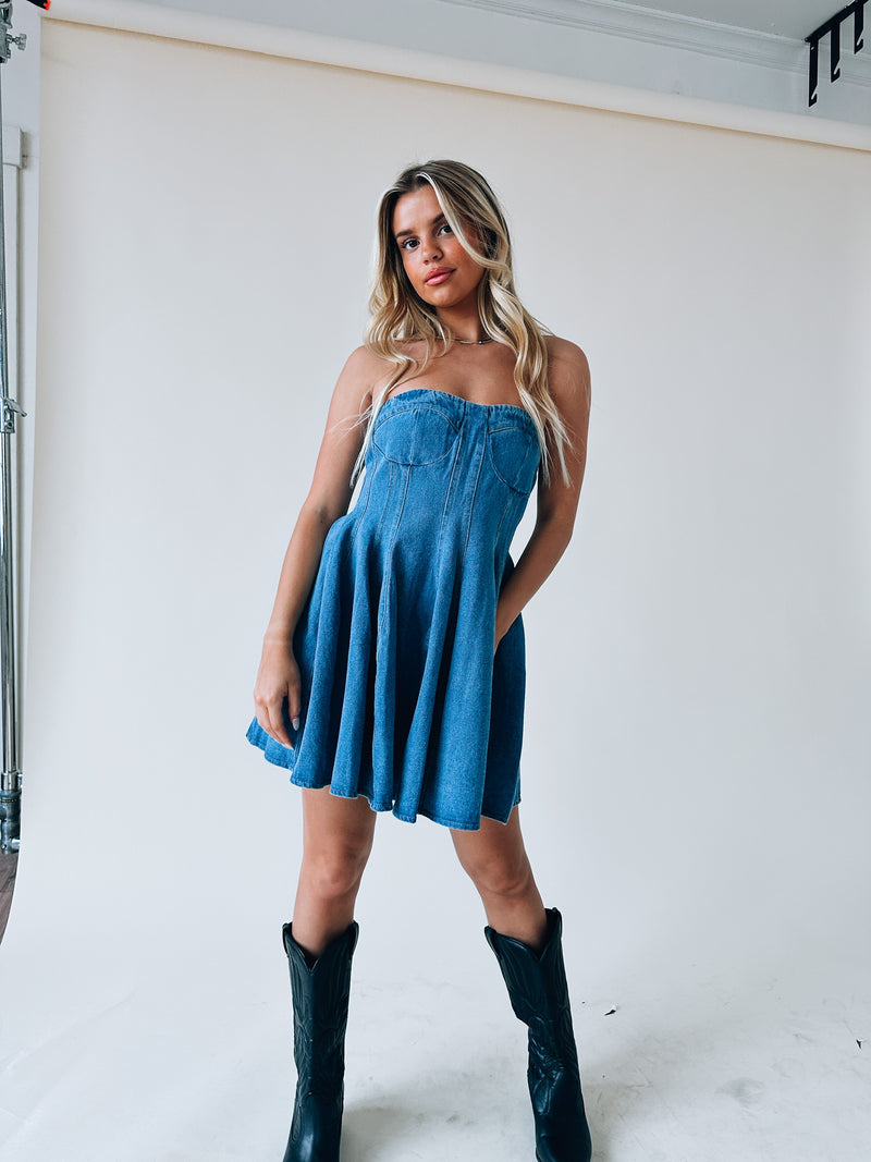 Faith Corset Denim Mini Dress