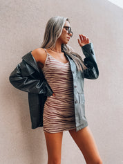 SALE :Beige Zebra Print Knit Dress